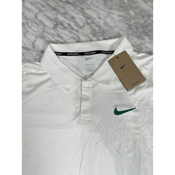 Nike Court Polo Tennis Shirt Top White Green Logo FD5317-102 Men's Large NEW - Picture 7 of 12